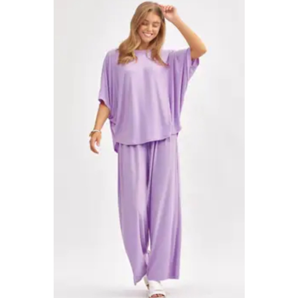 NWT Dear Scarlett womens XL 2 Pc Set Lavender Lilac Purple Wrinkle Free Lounge